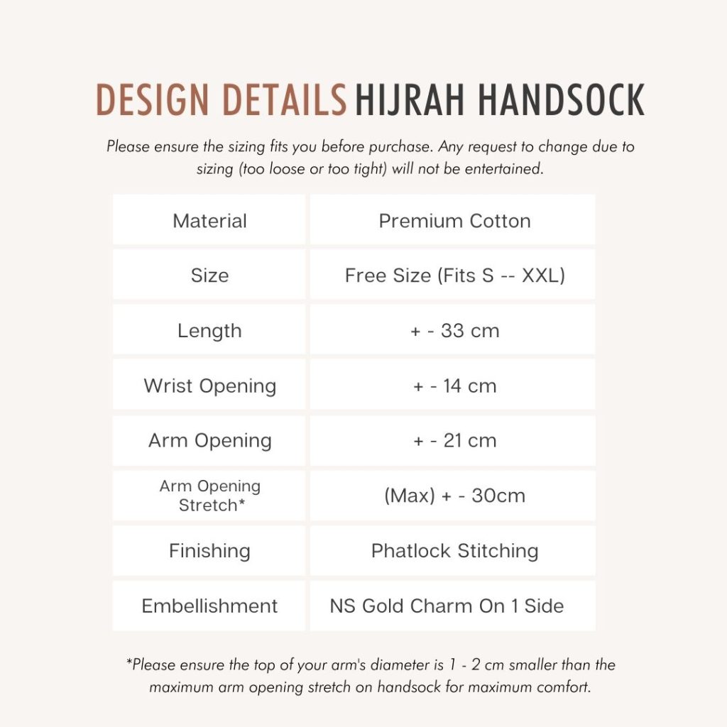 Hijrah Handsock Design Details
